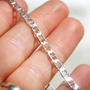 Vintage Sterling Silver Mariner Link Bracelet, Italian 925 Mariner Chain Bracelet, Modernist/Minimalist Bracelet, Unisex, 7 1/4 L