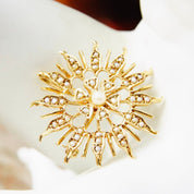 Antique 14K Gold Seed Pearl Sunburst Pendant/Brooch, Beautiful Yellow Gold Starburst Pendant, Intricate Pearl Encrusted Pin, 1 1/2"
