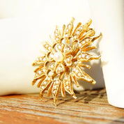 Antique 14K Gold Seed Pearl Sunburst Pendant/Brooch, Beautiful Yellow Gold Starburst Pendant, Intricate Pearl Encrusted Pin, 1 1/2"