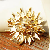 Antique 14K Gold Seed Pearl Sunburst Pendant/Brooch, Beautiful Yellow Gold Starburst Pendant, Intricate Pearl Encrusted Pin, 1 1/2"