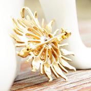 Antique 14K Gold Seed Pearl Sunburst Pendant/Brooch, Beautiful Yellow Gold Starburst Pendant, Intricate Pearl Encrusted Pin, 1 1/2"