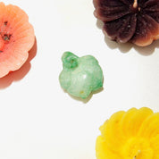 Antique Chinese Hand-Carved Nephrite Jade Fruit Pendant & Carved Jade Loop, Dangling Lychee Fruit Pendant, Cloudy Green Jade Stone, 1 1/4" L