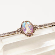 Antique Art Deco Sterling Silver England Sulphide Butterfly Wing Cameo Bar Pin, Small Figural, Floral Details, Engraved Accents, 1 3/8" L