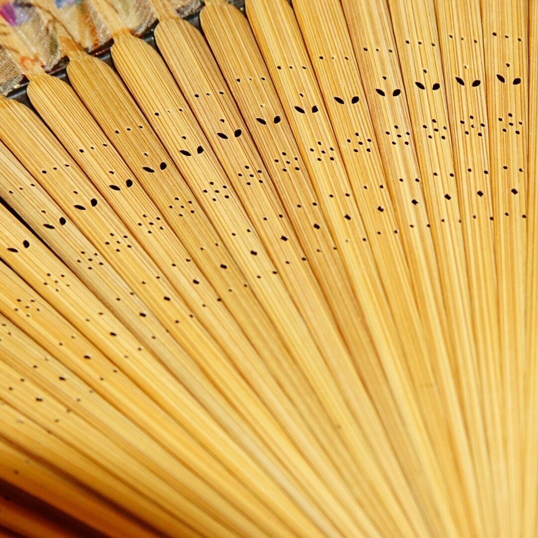 Antique Chinese Hand Made Silkscreen Fan & Decorative Wooden Case, Translucent Silk Leaves With Floral Pattern, Hand Painted Bird Box Design