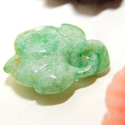 Antique Chinese Hand-Carved Nephrite Jade Fruit Pendant & Carved Jade Loop, Dangling Lychee Fruit Pendant, Cloudy Green Jade Stone, 1 1/4" L
