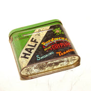 Antique Half & Half Buckingham Cut Plug Smoking Tobacco Tin, Early 1900s, John Bagley Company, Collectible Tobacciana, 2 7/8 L x 3 W