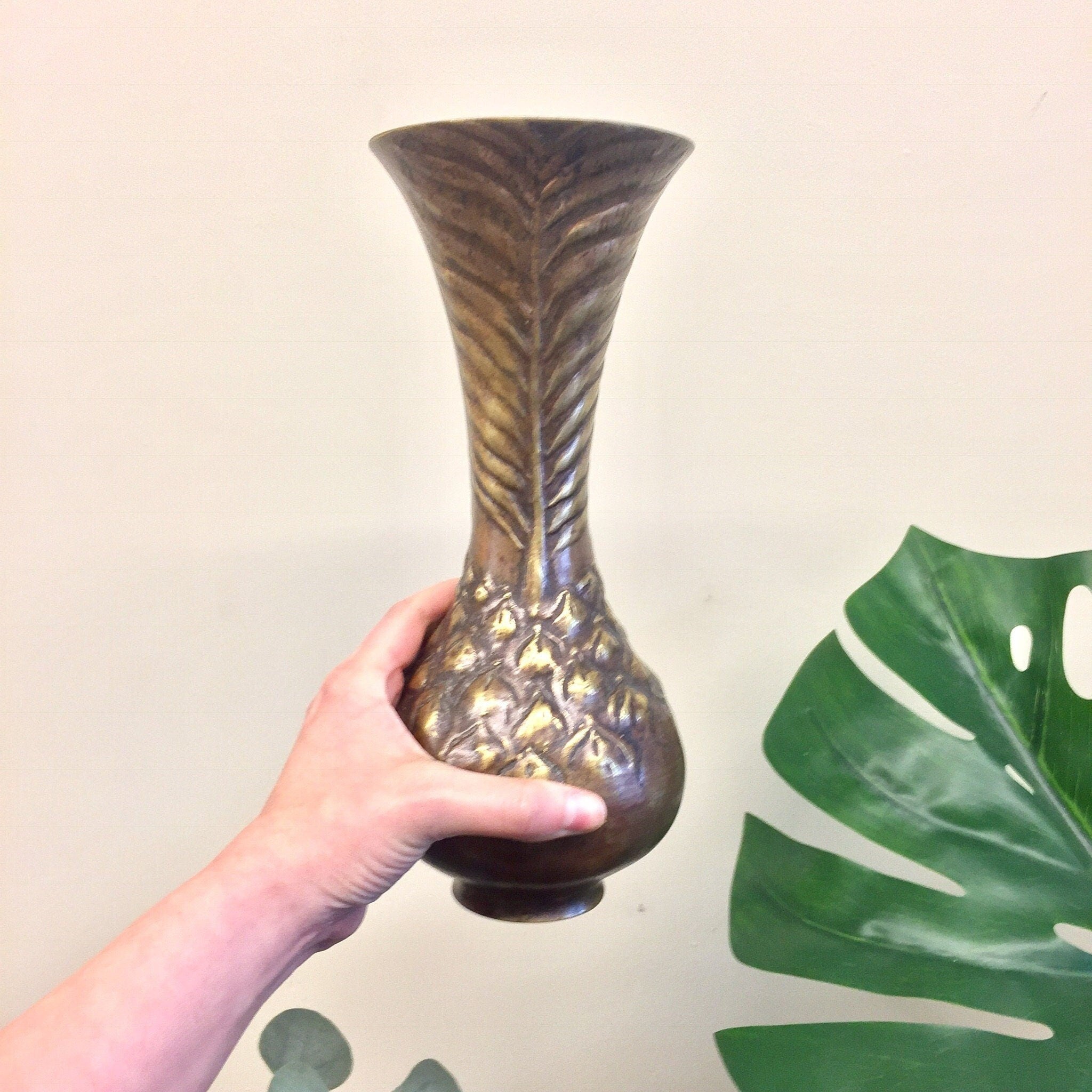 Antique Vase, Brass Vase, Copper Vase, Asian Antique, Etched Brass, Vintage Home Decor, Decorative Vase, Antique Home Decor, Centerpiece