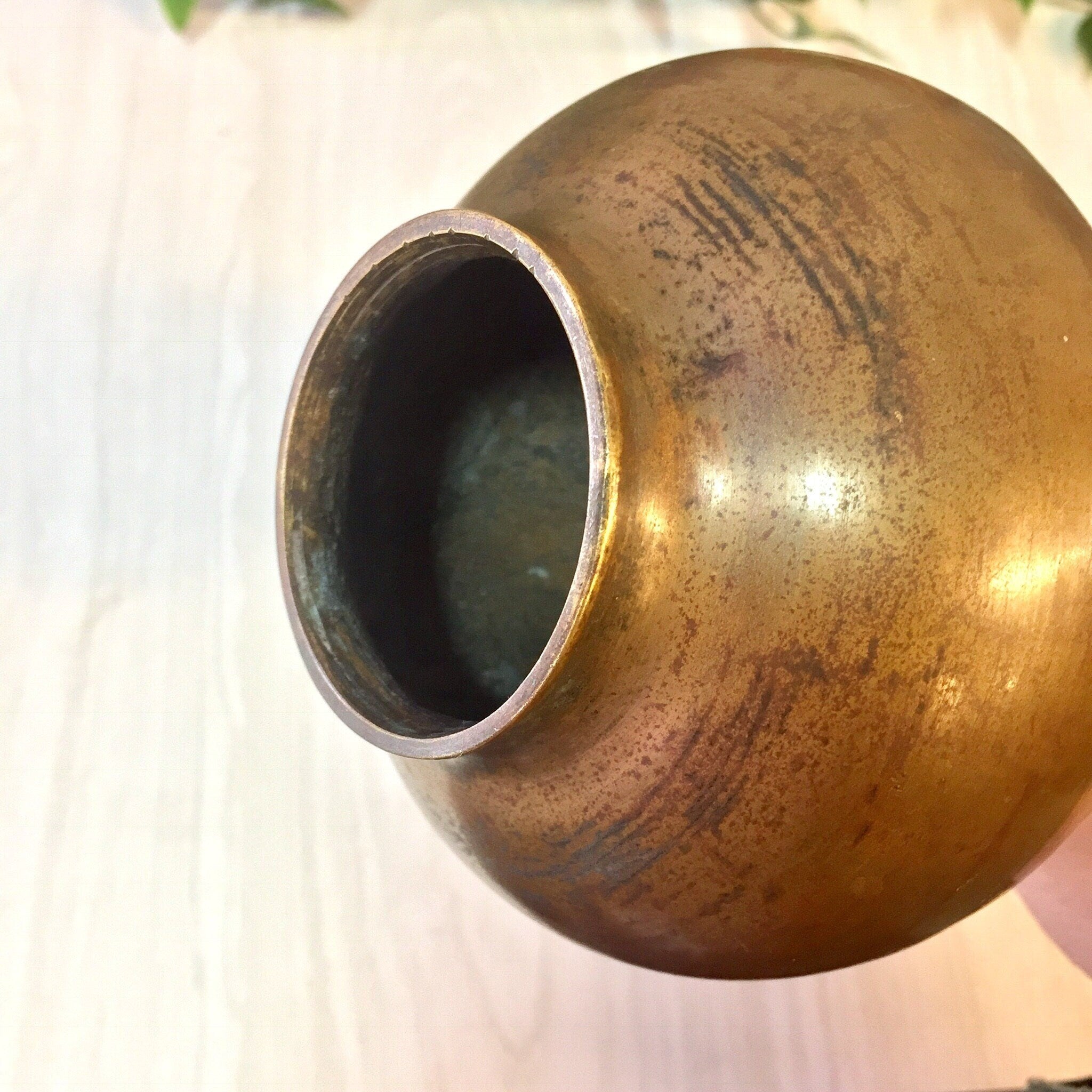Antique Vase, Brass Vase, Copper Vase, Asian Antique, Etched Brass, Vintage Home Decor, Decorative Vase, Antique Home Decor, Centerpiece