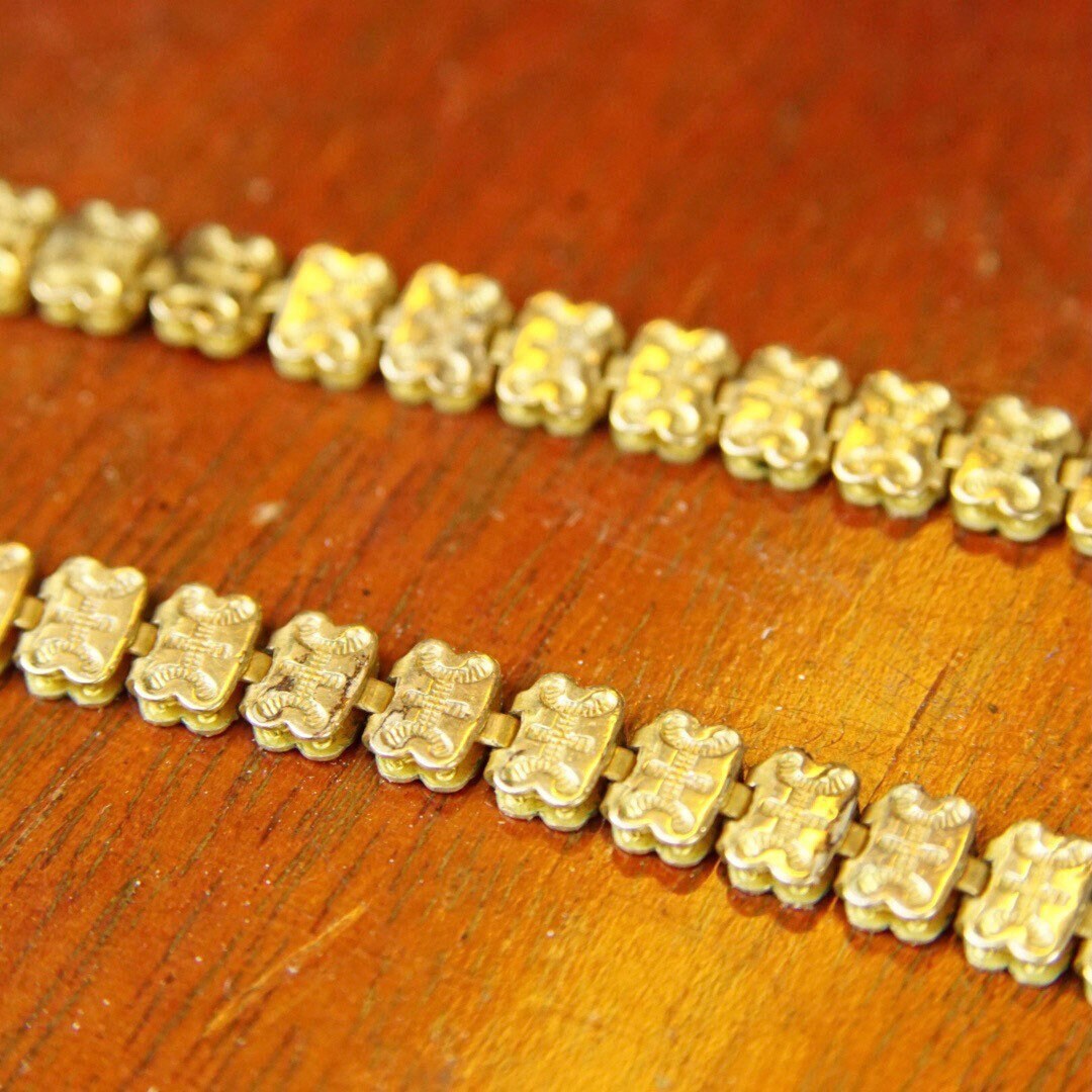 Victorian Gold Tone Carved Coral Pendant Necklace, Mourning Jewelry, Ornate Gold Chain, Unique Pendant, Slide Lock, 19 1/2" L