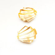 Vintage 14K Gold Art Deco Stud Earrings, Scalloped Yellow Gold Earrings, Raised/Tiered Design, Miami Art Deco, Polished 585 Studs, 21mm