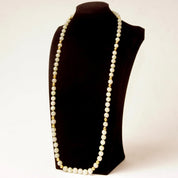 Vintage 14K Nephrite Jade Knotted Bead Necklace, Polished 9mm Round Jade Beads, 7mm Gold Crinkle Bead Accents, Layered Beads, 33 1/2" L