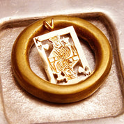 Vintage 14K Solid Gold King Of Hearts Pendant, Polished Yellow Gold, Cutout Design, Split Gold Bail, Cute Mini Pendant, 29mm x 17mm