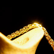 Vintage 14K Yellow Gold Byzantine Chain Necklace, 4mm Thick, Hollow Links, Voluminous Lightweight Chain, 585 HOB, 18" L