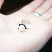 14k White Gold Pearl Heart Screw Back Earrings, Cute Small Gold Earrings With Genuine Pearl, 14k Jewelry