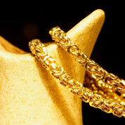 Vintage 14K Yellow Gold Byzantine Chain Necklace, 4mm Thick, Hollow Links, Voluminous Lightweight Chain, 585 HOB, 18" L
