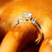 Vintage 14K White Gold Brilliant Diamond Ring With Accent Diamonds, .75 CT Center Stone, Solitaire Diamond Engagement Ring, Size 7 1/2 US