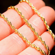 Vintage 14K Yellow Gold Rope Chain Necklace, 2mm Gold Chain, Spiral Rope Chain, 585 Jewelry, Unisex Chain, 18 1/4" L