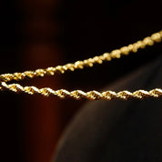 Vintage 14K Yellow Gold Rope Chain Necklace, 2mm Gold Chain, Spiral Rope Chain, 585 Jewelry, Unisex Chain, 18 1/4" L