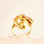 Vintage 585 GERMANY Yellow Gold Layered Dome Ring, Abstract Swirl Dome Ring, Ribbon Wreath Design, Chunky Gold Ring, Size 8 3/4 US