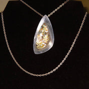 Vintage Arne Johnson 925 Denmark Abalone Shell Pendant Necklace, Abstract Modernist Sterling Silver Pendant, 3mm Cable Chain, 23 3/4" L