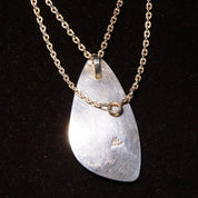 Vintage Arne Johnson 925 Denmark Abalone Shell Pendant Necklace, Abstract Modernist Sterling Silver Pendant, 3mm Cable Chain, 23 3/4" L