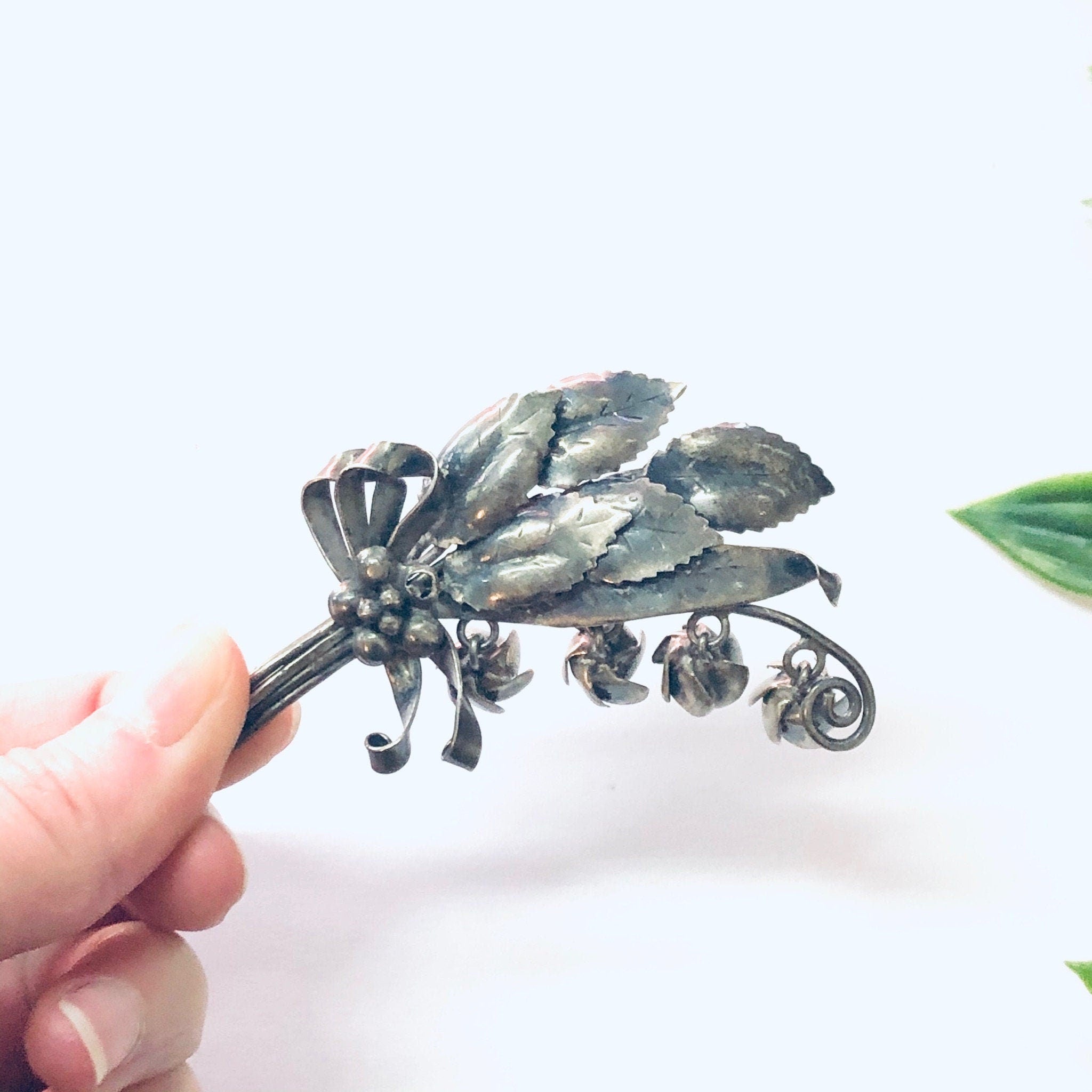 Vintage Brooch, Hobe Sterling, Hobe Brooch, Hobe Jewelry, Vintage Jewelry, Silver Brooch, Dangle Brooch, Vintage Pin, Rose Brooch, Flowers