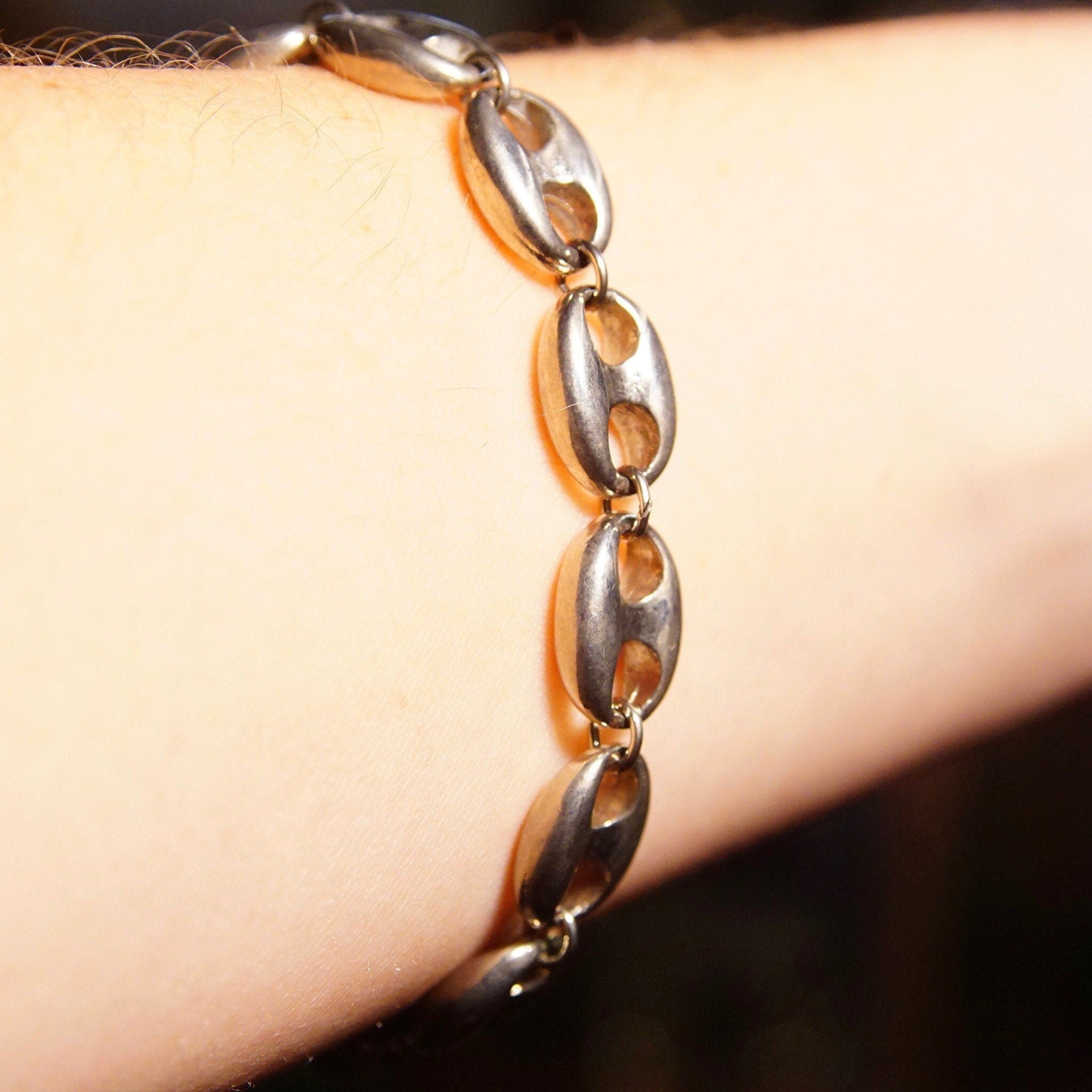 Vintage German Sterling Silver Mariner Link Bracelet, Large Mariner Links, Chunky Silver Bracelet, Modernist, Unisex, 7 1/2 L
