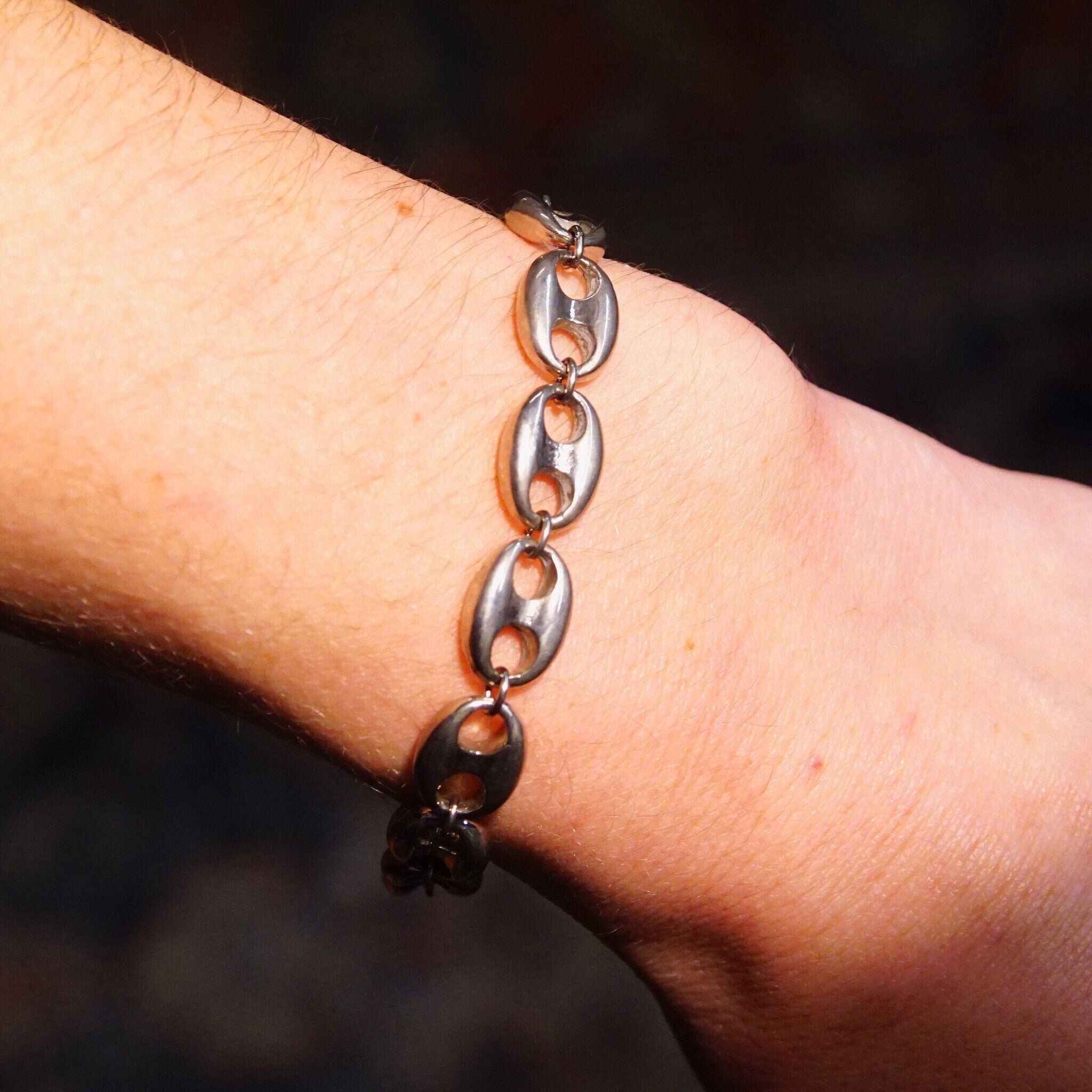 Vintage German Sterling Silver Mariner Link Bracelet, Large Mariner Links, Chunky Silver Bracelet, Modernist, Unisex, 7 1/2 L