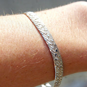 Vintage Italian Sterling Silver Nugget Link Bracelet, 6.5mm Textured Silver Chain, Herringbone Pattern, Flashy 925 Accessories, 7 1/2" L