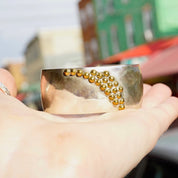 Vintage Louis Booth Sterling Brass Bracelet Cuff, Hammered Silver Cuff With Beaded Brass Details, 2-Tone Silver and Brass Cuff, 925 Jewelry