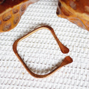 Vintage Modernist Copper Bangle Bracelet, Artisan Hammered Copper Bangle, Large Square Copper Bracelet With Textured Details