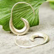 Vintage Modernist Sterling Silver Spiral Earrings, Faux Gauge Earrings, Threaded Silver Swirl Hoops, Minimalist Dangle Earrings, 1 1/4" L