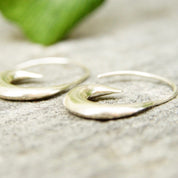Vintage Modernist Sterling Silver Spiral Earrings, Faux Gauge Earrings, Threaded Silver Swirl Hoops, Minimalist Dangle Earrings, 1 1/4" L