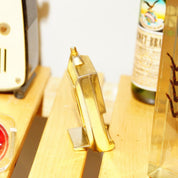 Vintage Rumors Quartz Miniature Brass Flip-Phone Mantel Clock, Small Standing Analog Clock, Cute Desk Tchotchke, Japan Movt, 2.5" Tall
