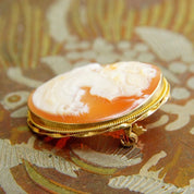 Vintage 14K Gold Cameo Pendant/Brooch, Classic Relief Lady Cameo, Carved Shell Brooch, Yellow Gold Cameo Pendant, Signed 14KT