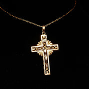 Vintage 14K Gold IRNI Crucifix Cross Pendant, Gold Filigree Cross, Religious Jewelry, Art Deco Style, 585 Fine Jewelry, 4cm