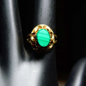 Antique 14K Yellow Gold Malachite Ring