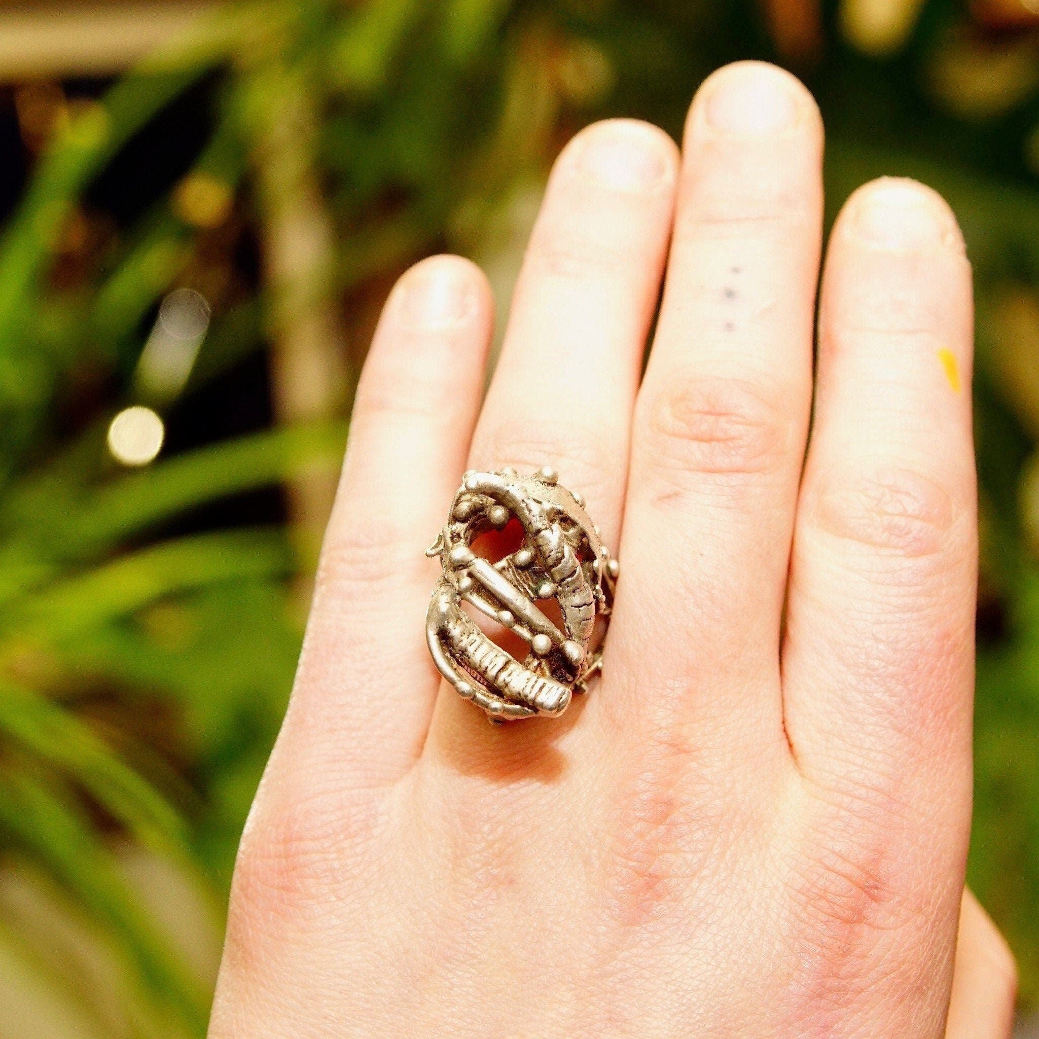 Punk, Chunky Silver Ring, Size 7 US