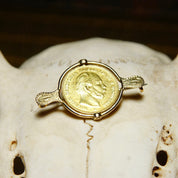 Vintage 1877-C Wilhelm Deutscher Kaiser Konig Preussen 5 Mark Gold Coin Brooch, 14K Gold Coin Spinner Pin, 17mm German Coin,