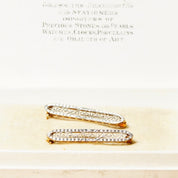 Pair Of 14K White Gold Filigree Bar Pins, Petite Gold Brooch Pins, Yellow Gold Backing, In Original Box,  1 L