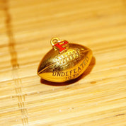 Vintage 10K Gold Enamel Football Charm 'Undefeated 1956', Red P Lettermark, Embossed Yellow Gold Football Charm/Pendant, 3/4" L x 7/8" W