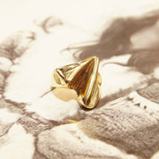Modernist 14K Lightning Bolt Ring, Solid Yellow Gold Abstract V-Ring, Estate Jewelry, Size 4 1/2 - Good's Vintage