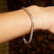 Half Bezel Diamond Tennis Bracelet In 14K White Gold, 3.60 TCW Brilliant Diamond Link Bracelet, Estate Jewelry, 7 1/4" - Good's Vintage