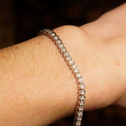 Half Bezel Diamond Tennis Bracelet In 14K White Gold, 3.60 TCW Brilliant Diamond Link Bracelet, Estate Jewelry, 7 1/4" - Good's Vintage