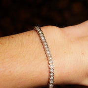 Half Bezel Diamond Tennis Bracelet In 14K White Gold, 3.60 TCW Brilliant Diamond Link Bracelet, Estate Jewelry, 7 1/4" - Good's Vintage