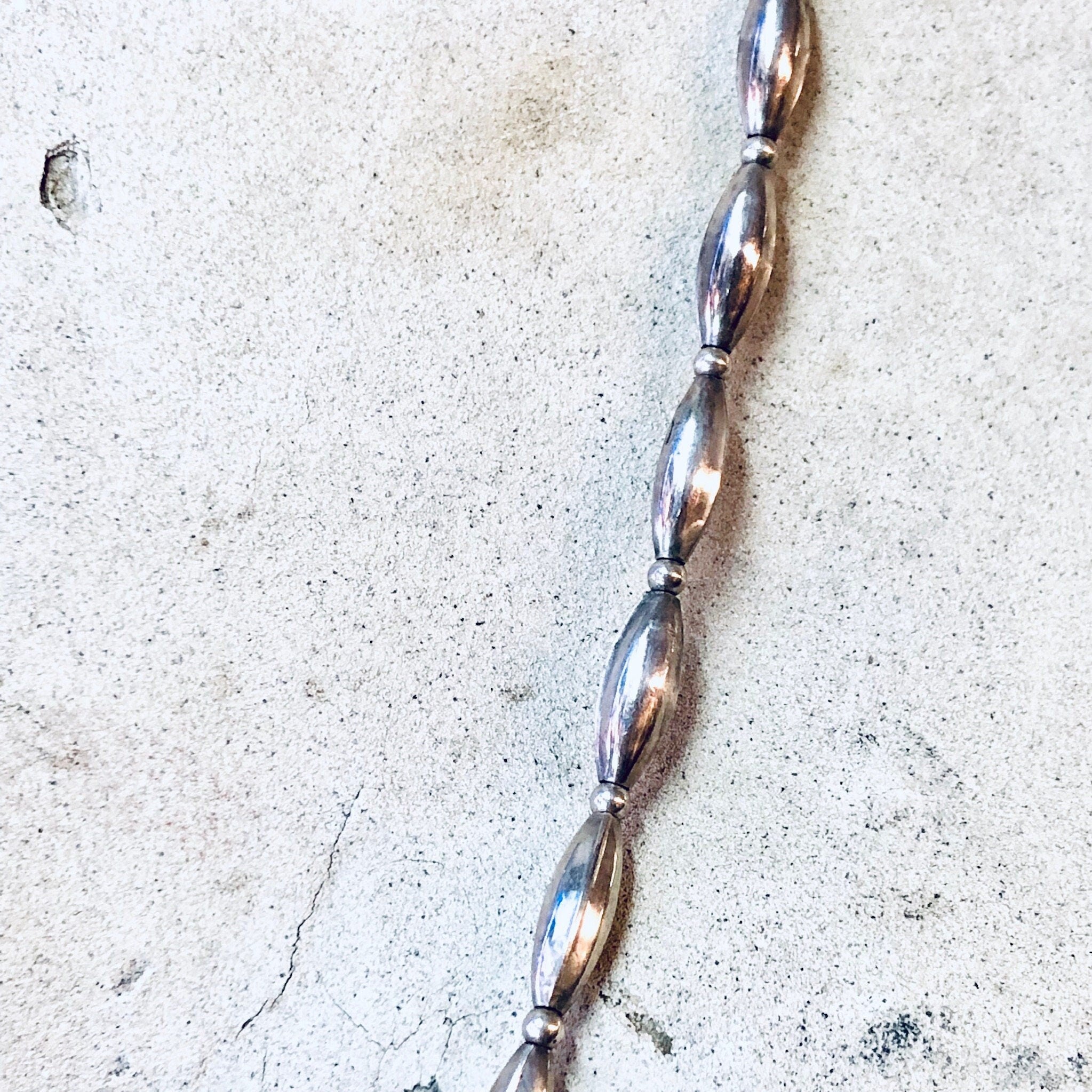 Vintage Necklace, Silver Necklace, Beaded Necklace, Silver Beads, Beaded Jewelry, Vintage Jewelry, Long Necklace, Stamped Silver, 925 Chain