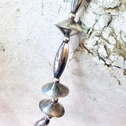 Vintage Necklace, Silver Necklace, Beaded Necklace, Silver Beads, Beaded Jewelry, Vintage Jewelry, Long Necklace, Stamped Silver, 925 Chain