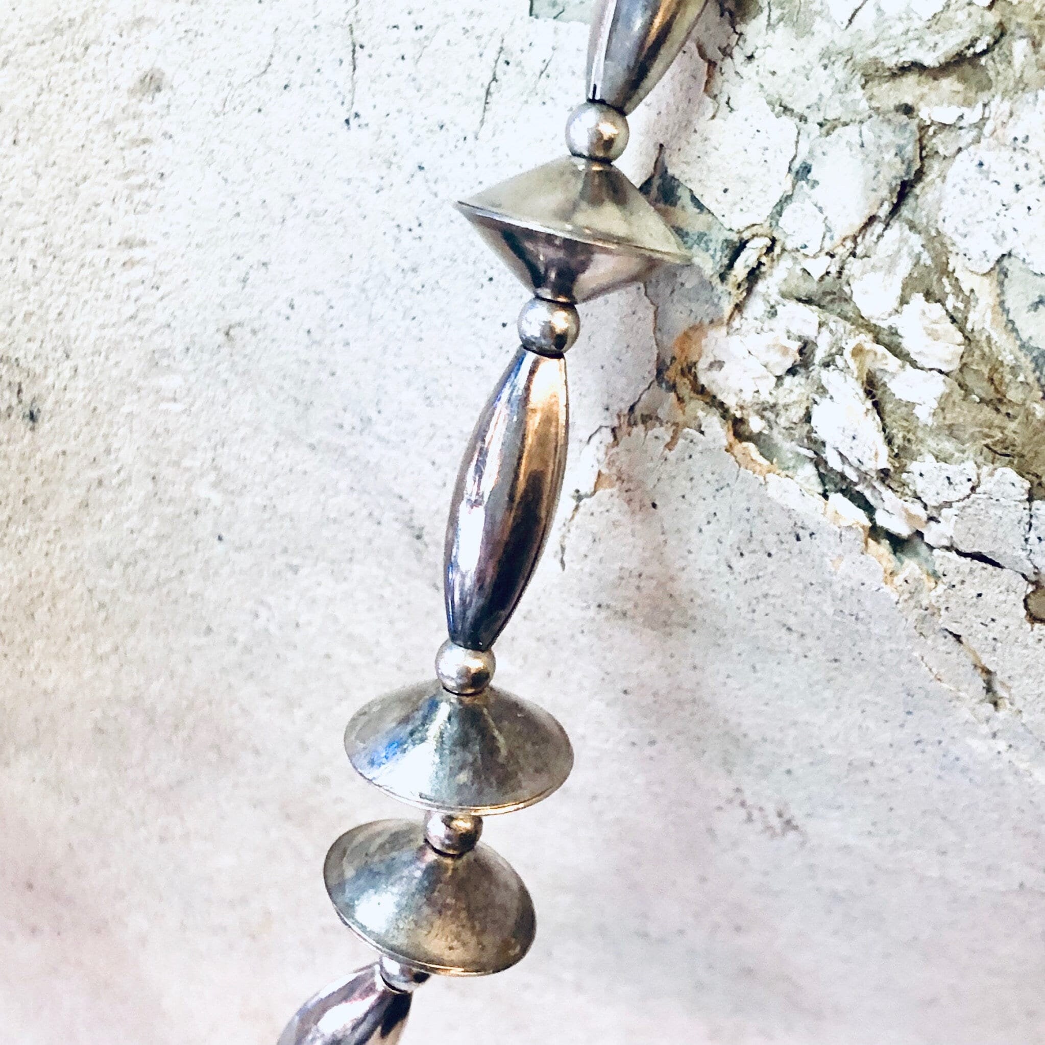 Vintage Necklace, Silver Necklace, Beaded Necklace, Silver Beads, Beaded Jewelry, Vintage Jewelry, Long Necklace, Stamped Silver, 925 Chain