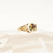 14K Enamel Order Of The Eastern Star Ring In Yellow Gold, F.A.T.A.L Women's Masonic Ring, Size 5 1/4 US