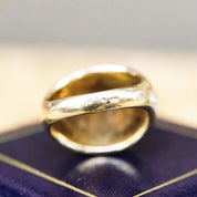 Cobalt Blue Enamel Diamond Dome Ring In 14K Yellow Gold, Estate Diamond Solitaire Ring, One Of A Kind, 5 1/2 US - Good's Vintage